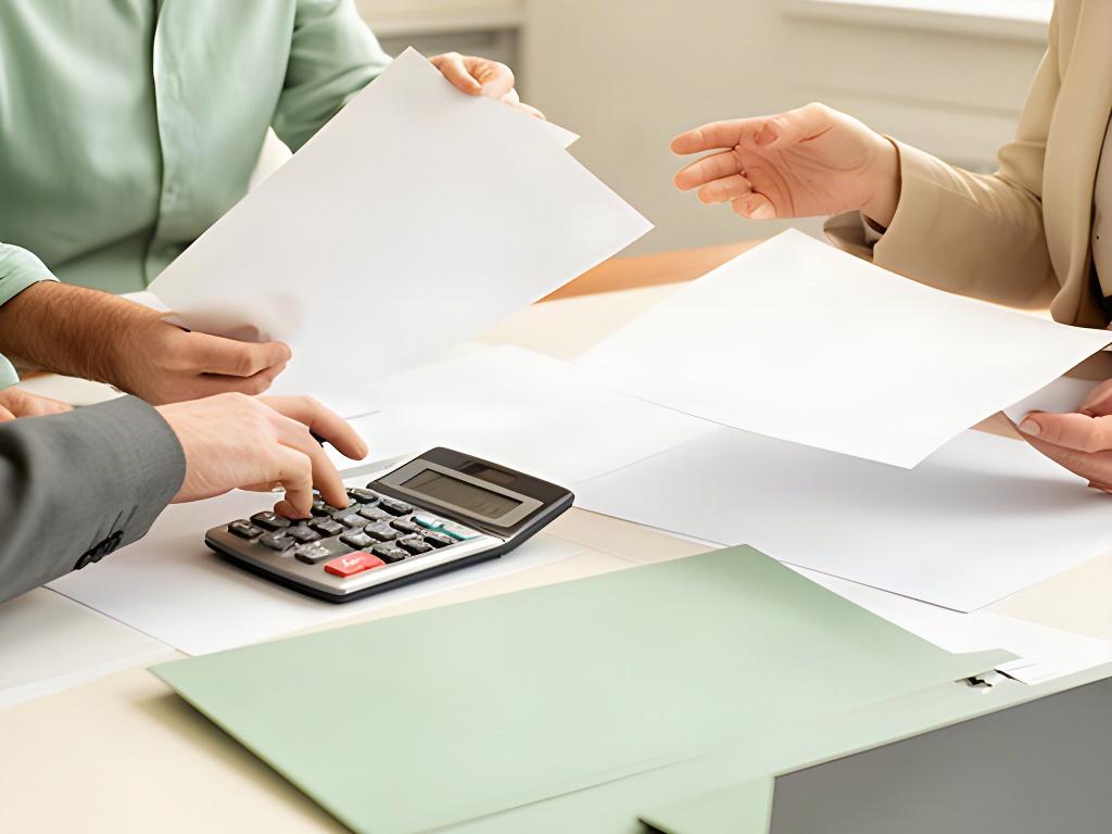 Finanzberatung mit Unterlagen und Taschenrechner in einem Thüringer Büro