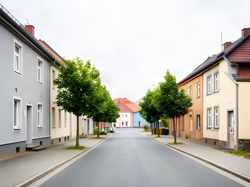 Ruhige Straße in Sömmerda in Thüringen bei hellem Tageslicht