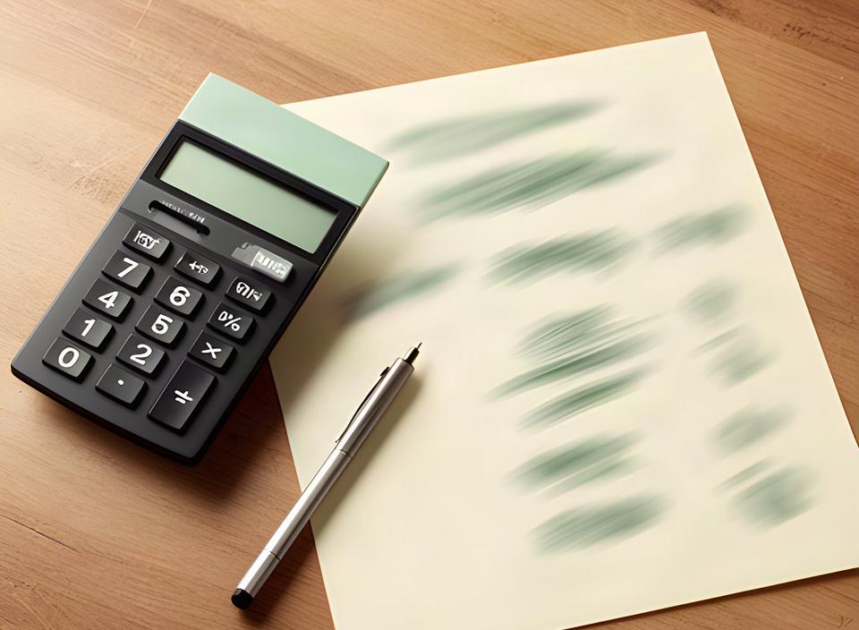 Taschenrechner neben einer handschriftlichen Berechnung für Festgeldzinsen