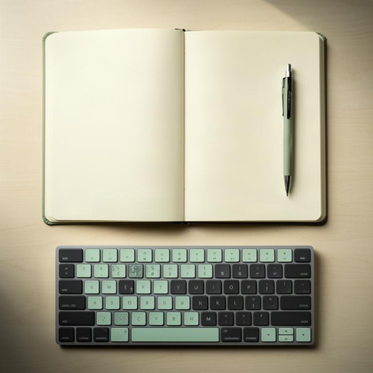 Offenes Notizbuch und Tastatur an einem Arbeitsplatz für schriftliche Anfragen