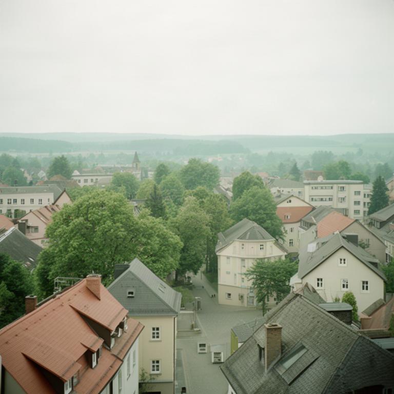 Ruhiger Blick über Dächer und Straßen von Sömmerda in Thüringen