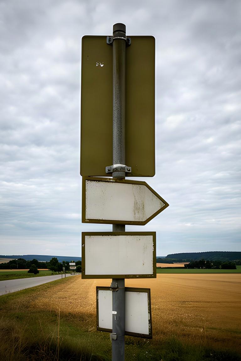 Wegweiser in Thüringen mit Richtung nach Sömmerda bei bewölktem Himmel
