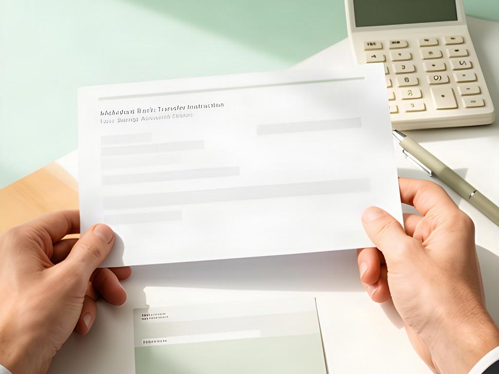 Hände prüfen eine Bankverbindung für die Einzahlung auf ein Festgeldkonto