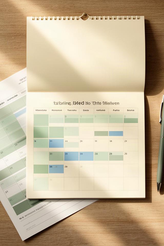Kalender mit markiertem Fälligkeitstermin neben einem Sparplan und einem Stift