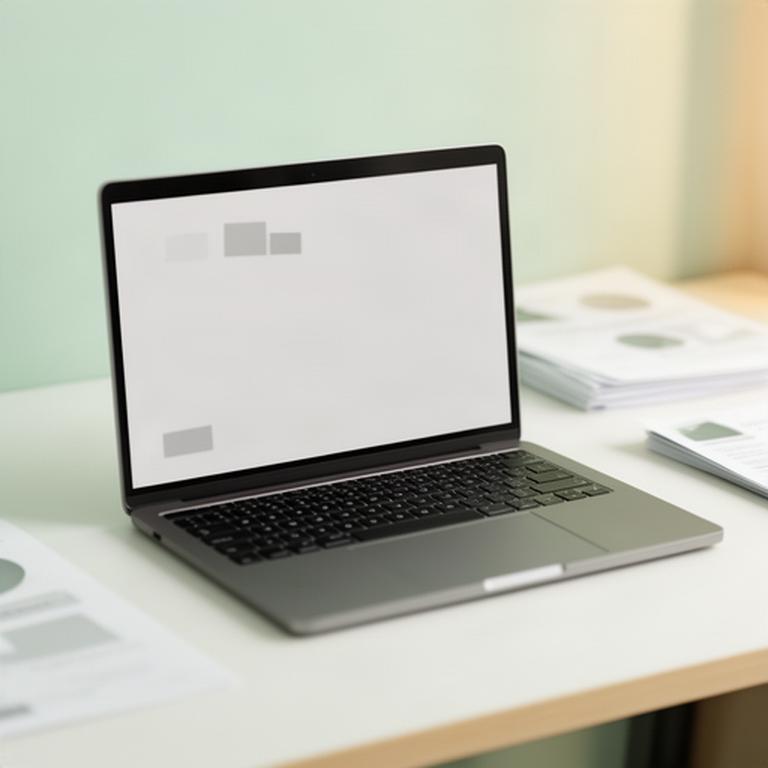 Geöffnete E-Mail-Anfrage auf einem Laptop mit Unterlagen im Hintergrund