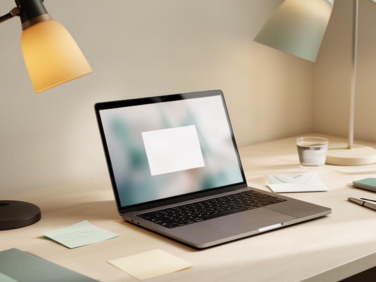 Arbeitsplatz mit geöffneter E-Mail-Anwendung und Datenschutznotizen