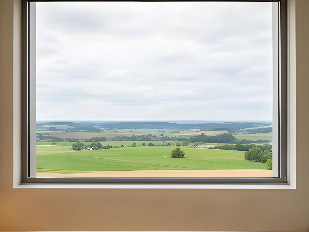 Blick aus einem Büro auf die ruhige Landschaft Thüringens