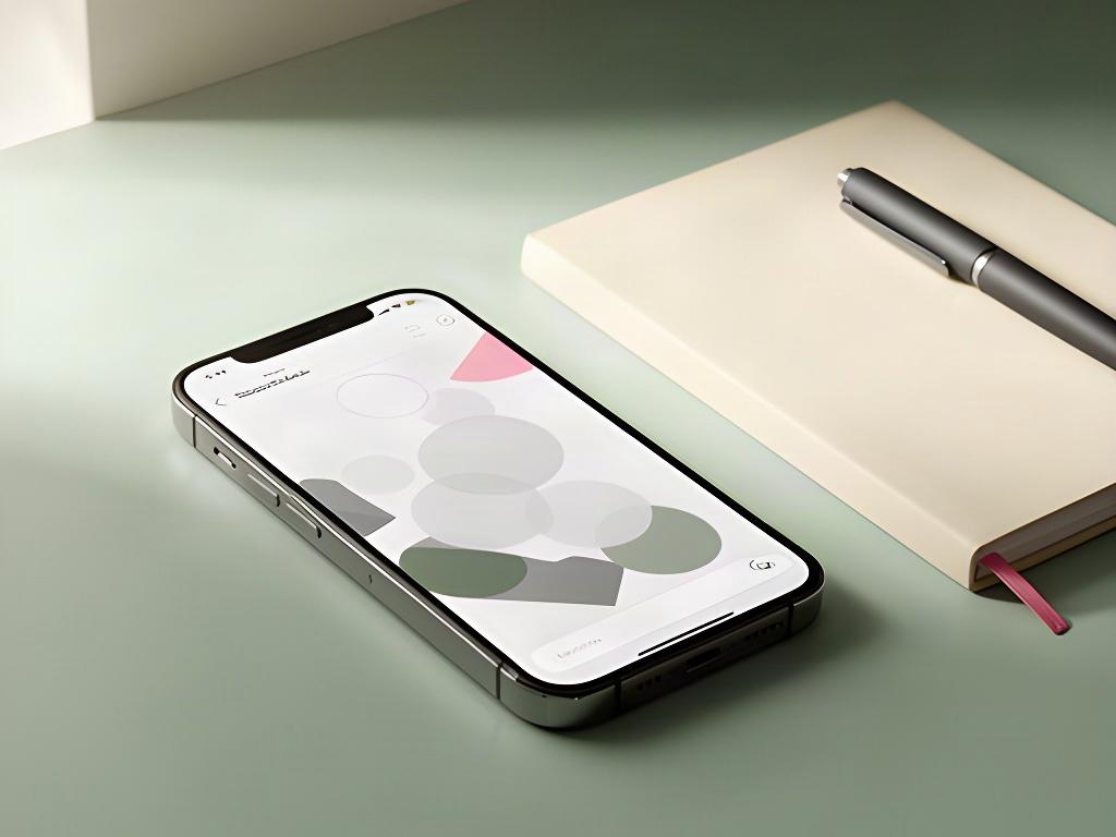 Mobiltelefon mit sicherer Nachrichtenansicht neben einem Notizbuch