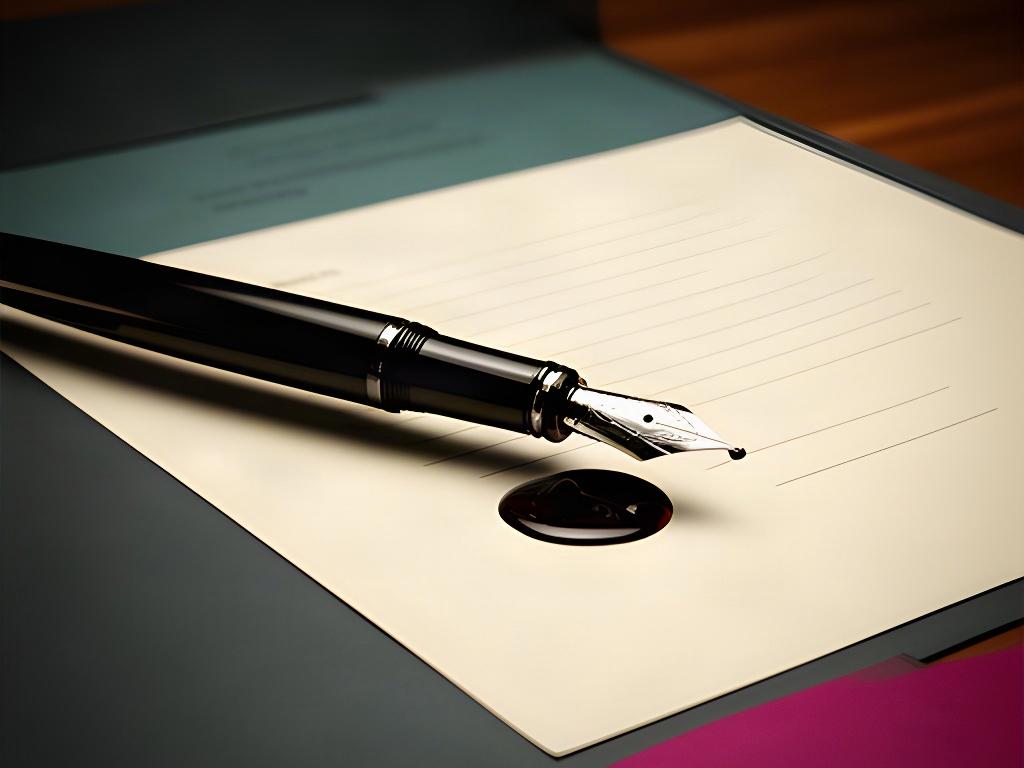 Füllfederhalter mit frischer Tinte neben unterschriftsbereiten Unterlagen